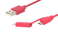Cable de datos y carga USB a Micro B con adap. Lightning 8p 1m