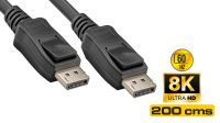 Cable de monitor Displayport 1.4 (8K 60Hz/4K 120Hz) Macho/Macho negro 2m