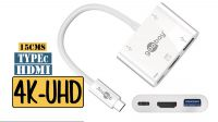 Cable adaptador USB 3.1 Macho - HDMI H + USB 3.1 Hembra USB 3.0 4K 2K a 30Hz Blanco 0.15m