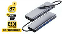 Docking 12in1 USB C M-RJ45 VGA 2xUSB3.0 2xUSB2.0 2xHDMI Doble monitor 2xSD/TF Jack3.5 100W PD