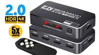 Switch HDMI 2.0b 5in1 4K HDCP2.2 con mando a distancia