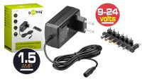 Transformador universal 240V con salida: 9/12/15/18/20/24V máx. 1.5A