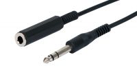 Cable de audio stereo Jack 6.35mm Macho a Hembra 3m negro