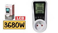 Contador de energía y consumo digital LCD de doble tarifa Máx. 16A 230V Blanco
