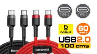Cable Baseus USB C M/M,  PD 2.0 QC 3.0 (60W) Alu.Nylon 1m.