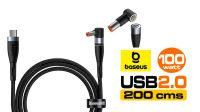 Cable Baseus USB-C M - DC Angulado 100W magnético 5.5 x 2.5mm PD alu.Nylon Negro 2m