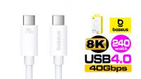 Cable Baseus USB-C M/M carga rápida PD240W 8K a 60Hz Blanco 1m