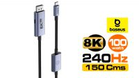 Cable adaptador Baseus USB-C M DP M 8K a 60Hz 4K a 240Hz PD100W nylon Negro 1.5m