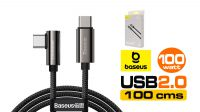 Cable Baseus Legend Series USB-C M/M 90º PD100W alu. Nylon Negro 1m