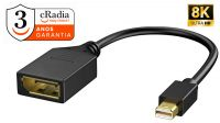 Adaptador cRadia mini DisplayPort  M a DisplayPort  F 8K  preto 0.25 m.