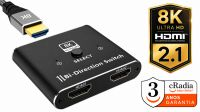 Data Switch cRadia bidireccional 1>2p./2>1p. HDMI 8K@60Hz(3mts max.)  4K@120Hz