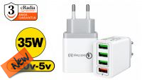Transformador cRadia USB 100- 240V QC3.0 Quick Charge 4 x USB branco