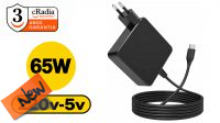 Transformador cRadia de 65W compatível Laptop/Telemovel USB-C