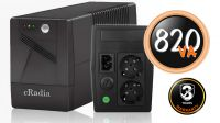 SAI/UPS Interactivo cRadia 820VA- Sistema de Alimentación Interrumpida protección básica, Alarma, 2x Schuko - PORTO CRA 820