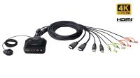 Conmutador KVM mini USB/HDMI 2 - 1 HDCP 2.2 con mando 4K 4096 x 2160 a 60Hz