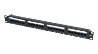Panel de transferencia UTP Cat. 5E 19" con organizador de cables dual 24p 1U