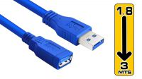 Cable USB 3.0 Tipo A M/M - Alta Velocidad, Azul