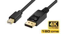 Cable mini Displayport a Displayport V1.2 4K@30Hz Negro 1.8m