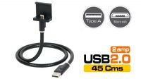 Cable rígido micro USB Macho a USB A Macho 0.45m negro