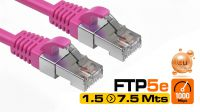 Cable de Red F/UTP Cat. 5E CCA AWG26/7 - Rosa, Blindado y con Conectores RJ-45