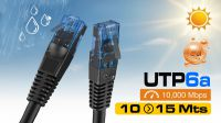 Cabo de rede de exterior U/UTP Cat.6 CU preto