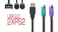 Adaptador USB 2.0 a 2 x PS/2