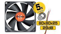 Ventilador 80mm x 80mm x 25mm 12V con rodamientos (5uds).
