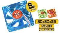 Ventilador KEPLER 80mm x 80mm x 25mm de colores con 4 leds UV