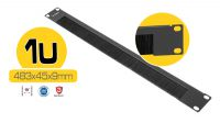 Panel frontal 19" pasacables con cepillo 1U Negro