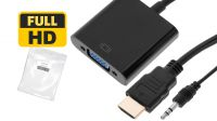 Cable adaptador HDMI M/VGA F + Jack 3.5mm + PD 5v 0.15m Negro
