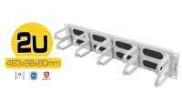 Panel Frontal 19" 2U Con 10 Ganchos y Cepillo Gris