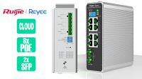 Switch Ruijie/Reyee 8p. Giga Industrial 7xPoe+, 1xPoe++ 90W +2 SFP DIN IP40