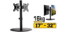 Soporte de mesa con base para 2 monitores de 17 " a 32" verticales  negro 8Kg max.