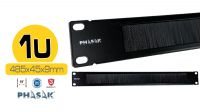 Panel frontal 19" guia cables 1U con cepillo negro