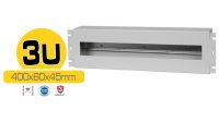 Panel de distribución 19" con DIN rail 3U gris