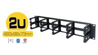 Panel frontal 19" guía cables ganchos plásticos 2U negro