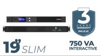 SAI PHASAK Rack 750VA LCD Slim 1U Interactivo Onda Sinusoidal Pura