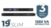 SAI PHASAK 1500VA Protekt Rack Slim 19" 1U Interactivo Senoidal Pura AVR APFC SNMP