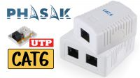 Caja de Superficie RJ45 Phasak UTP Cat.6 Disponible con 1 o 2 tomas Blanca