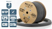 Bobina cable S/FTP Cat6A sólido Phasak CU (CPR Cca) AWG23 Fluke LSZH 305m