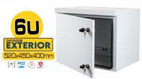 Armario de pared 19" exterior IP65 6U 450mm x 590mm x 400mm puerta metálica Gris