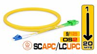 Cable de fibra óptica monomodo LC/UPC a SC/APC 9/125 Duplex OS2 LSZH