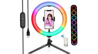 Anillo de luz 10.2" para video conferencia, PC, USB regulable intensidad RGBW
