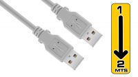 Cable USB 2.0 Tipo A-A Macho a Macho - 2m, Gris