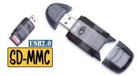 Lector de tarjetas de memoria externo USB 2.0 SD + MMC Negro