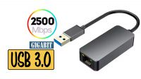 Adaptador USB 3.0 a Ethernet RJ45 2.5Gbps preto