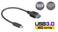 Cable USB 3.0 C Macho a USB 3.0 A Hembra OTG 20cm