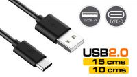 Cable USB 3.1 C Macho a USB 2.0 A Macho Negro (Máx 3A)