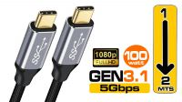 Cable USB 3.1  Gen3 tipo C - C 100w 5Gbps 1080P Macho