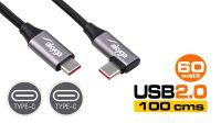 Cable USB Gen 3.1 - C angulado 90º 60W 1m